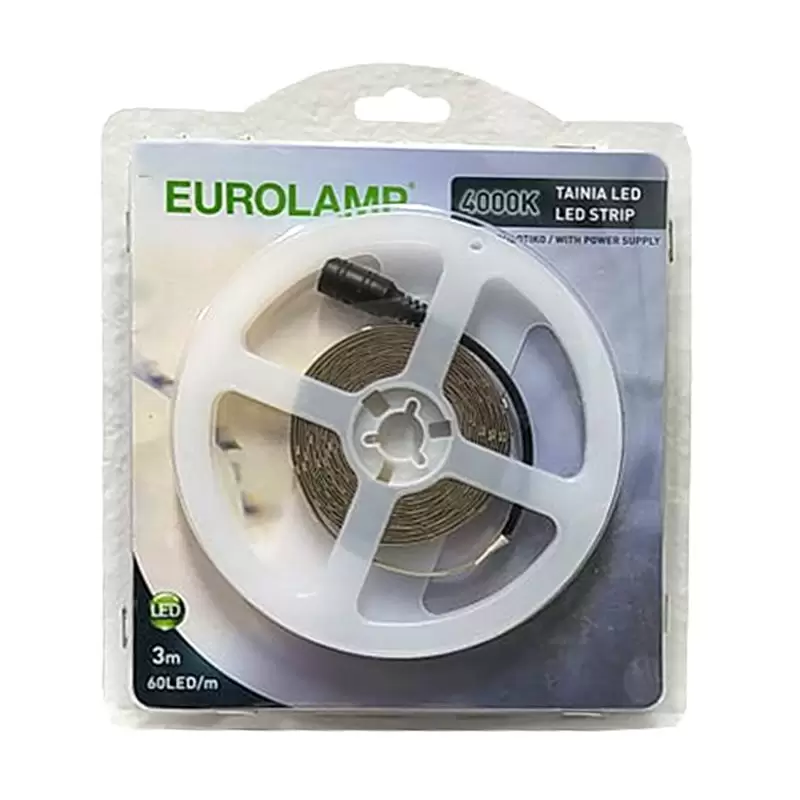 EUROLAMP LED Ταινία 147-70010 3Μ 6W +DRIVER 12V 4000K