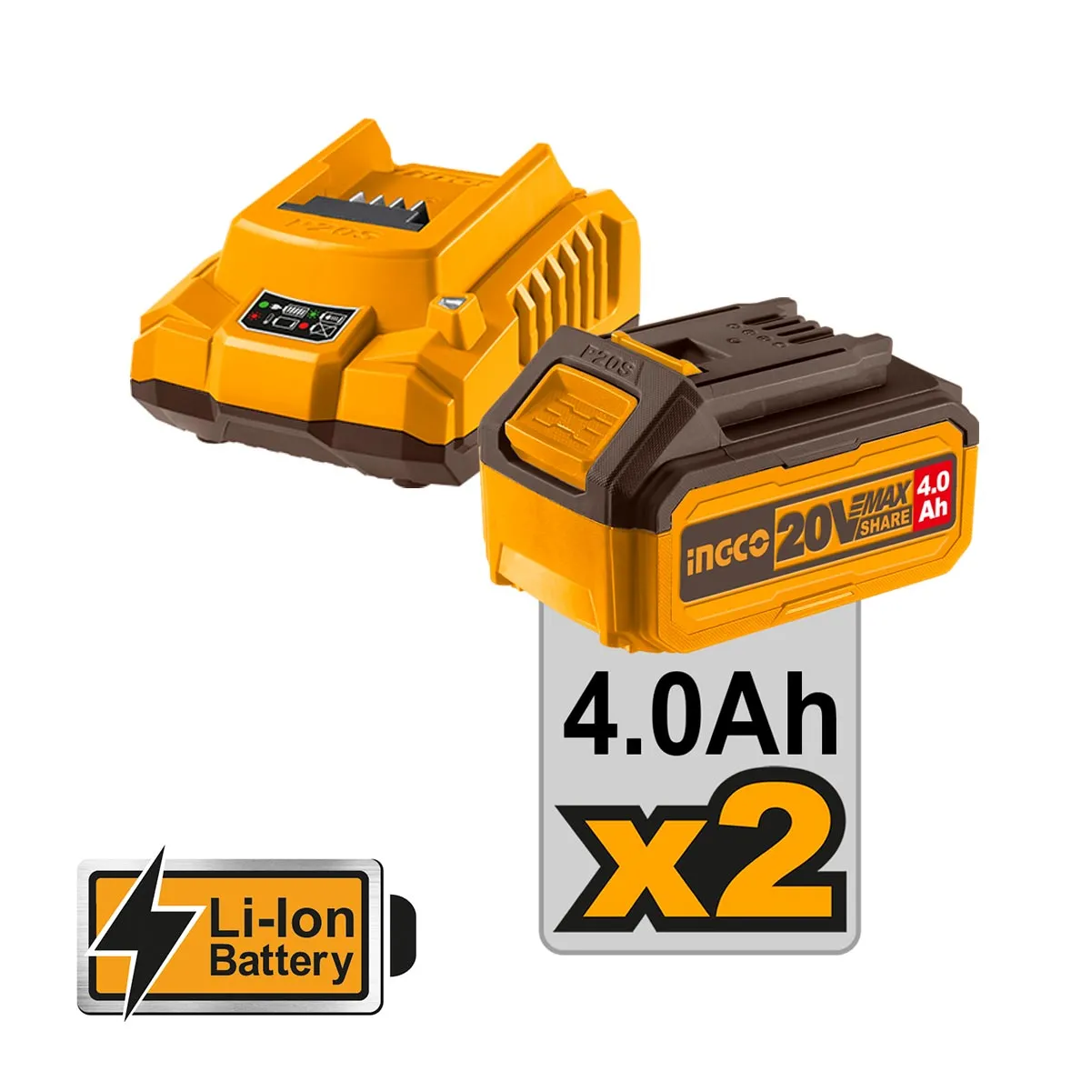 ΜΠΟΥΛΟΝΟΚΛΕΙΔΟ ΜΠΑΤΑΡΙΑΣ 500-600Nm 20V+2X4.0Ah Li-ion  INGCO CIWLI2050