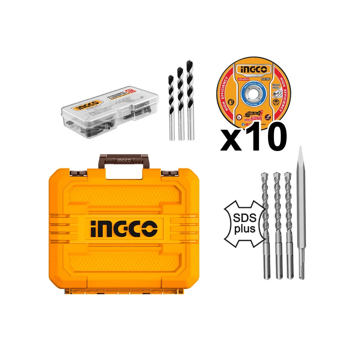 ΣΕΤ ΕΡΓΑΛΕΙΩΝ ΚΡΟΥΣΤΙΚΟ ΔΡΑΠΑΝΟ+ΠΙΣΤΟΛΕΤΟ+ ΓΩΝΙΑΚΟΣ ΤΡΟΧΟΣ 115mm 2 ΜΠΑΤΑΡΙΕΣ 20V Li-ion4.0Ah + ΔΙΑΦΟΡΑ ΕΡΓΑΛΕΙΑ INGCO