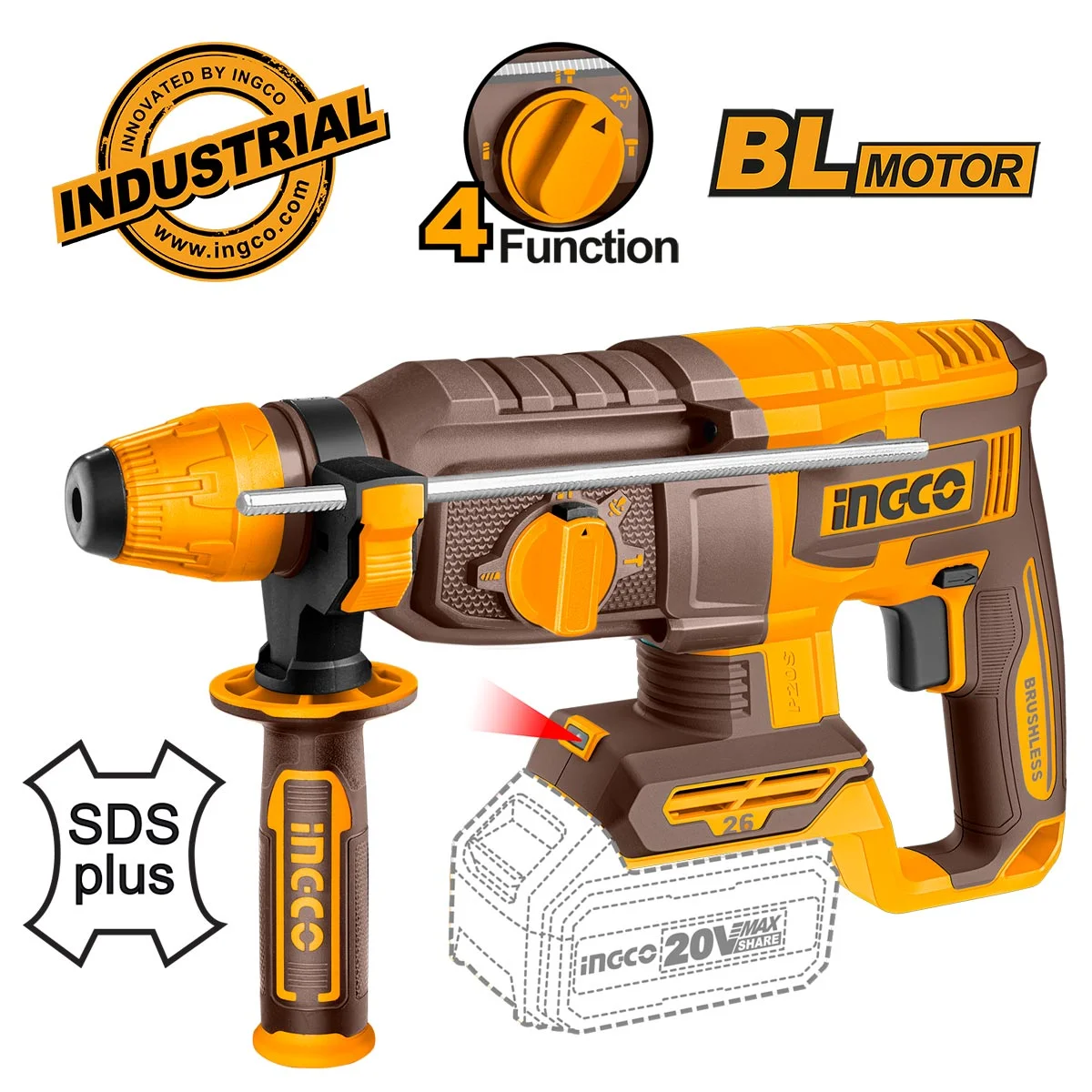 ΣΕΤ ΕΡΓΑΛΕΙΩΝ ΚΡΟΥΣΤΙΚΟ ΔΡΑΠΑΝΟ+ΠΙΣΤΟΛΕΤΟ+ ΓΩΝΙΑΚΟΣ ΤΡΟΧΟΣ 115mm 2 ΜΠΑΤΑΡΙΕΣ 20V Li-ion4.0Ah + ΔΙΑΦΟΡΑ ΕΡΓΑΛΕΙΑ INGCO