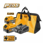 Γωνιακός Τροχός Μπαταρίας INGCO CAGLI2120272E 20V Brushless 125mm 1200W Σετ 2 Μπαταρίες 5.0Ah και 10 Δίσκοι Industrial