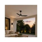 Ανεμιστήρας Οροφής Αδιάβροχος IP66 με LED Φως 20W & Τηλεχειριστήριο Μαύρος 127cm Eurolamp 300-25084
