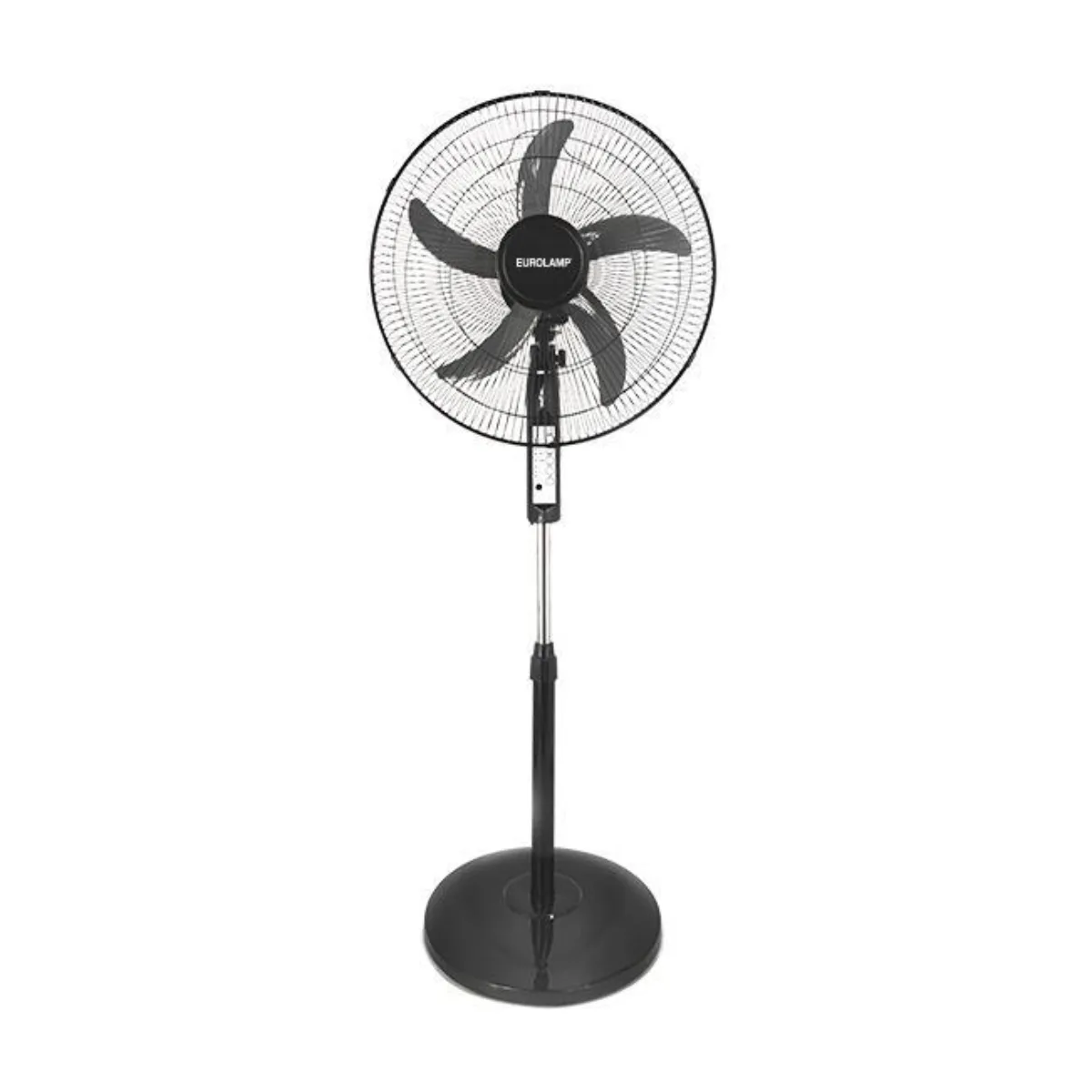 Ανεμιστήρας με Ορθοστάτη AC Μοτέρ Eurolamp 60W Μαύρος Φ50 με Στρογγυλή Βάση 300-20014