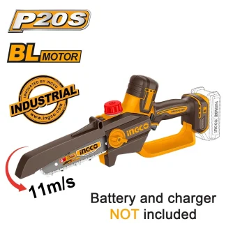 Μίνι Αλυσοπρίονο Κλαδευτικό Μπαταρίας INGCO 20V Brushless 6" 15cm CGSLI2066 Solo Industrial